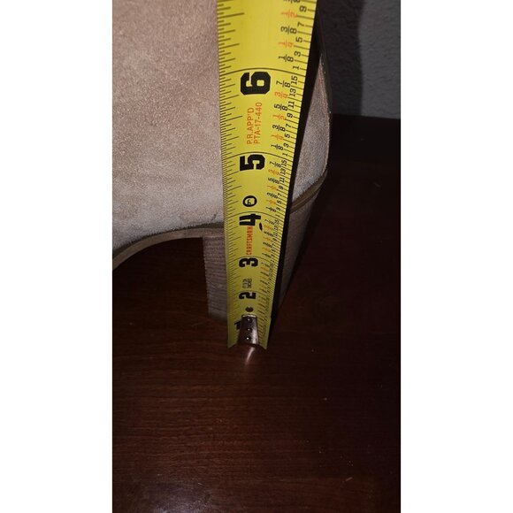 Reed Krakoff Suede Lace-Up Ankle Boots Chunky Heel & Cap Toe Beige Size 39 Made - Picture 5 of 8